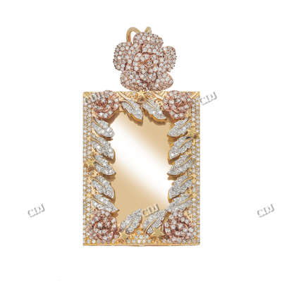 Yellow Gold Plated Moissanite Silver Photo Pendant