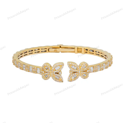 925 Silver Moissanite Diamond Butterfly Bangle For Women