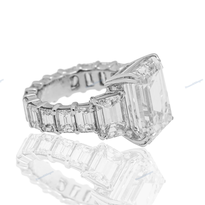 Moissanite Silver Three Stone Women Engagement Ring