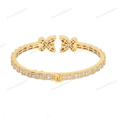 925 Silver Moissanite Diamond Butterfly Bangle For Women