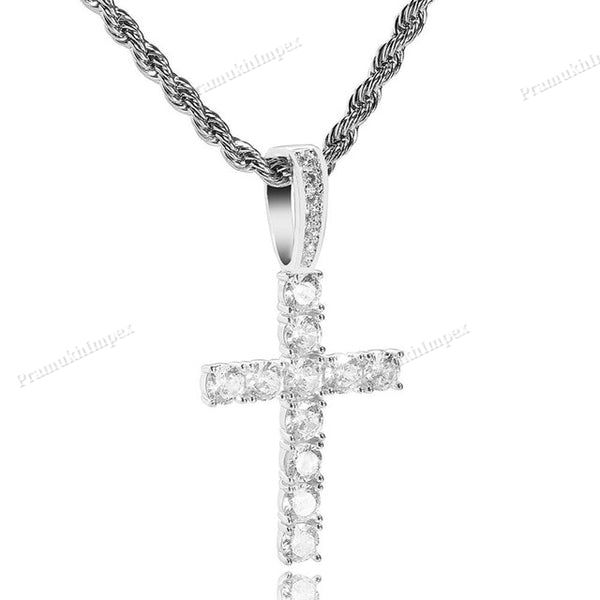 Moissanite Sterling Silver Cross Pendant