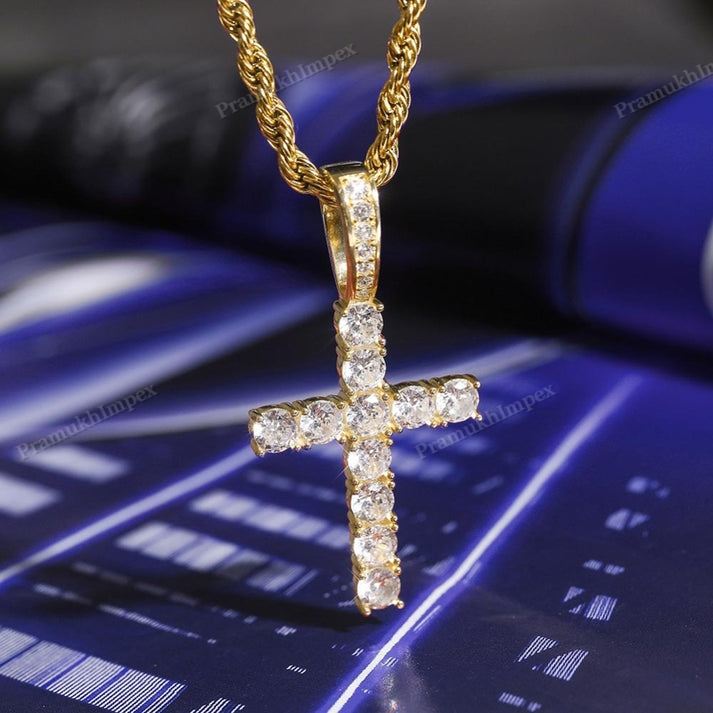 Moissanite Sterling Silver Cross Pendant