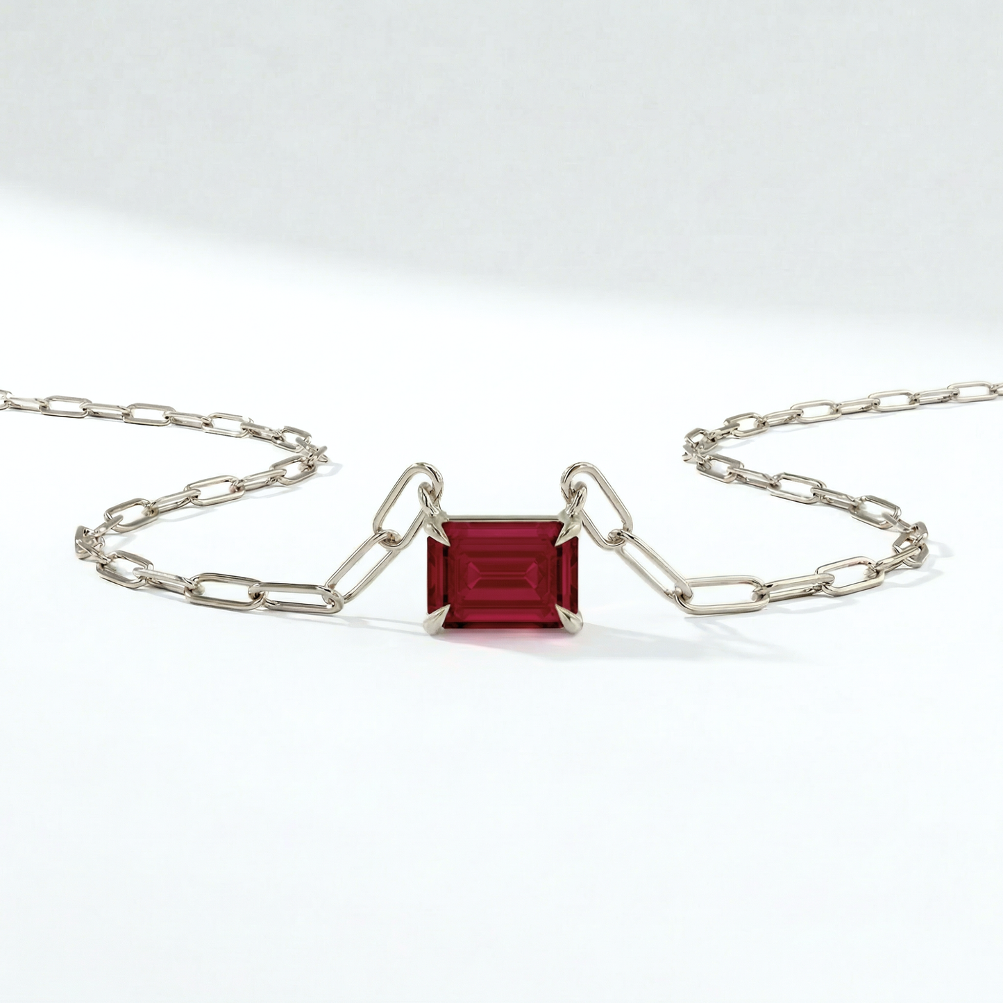 The Gemstone Paperclip Necklace | Lab-Grown Ruby