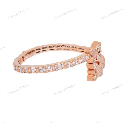 925 Silver Moissanite Diamond Butterfly Bangle For Women