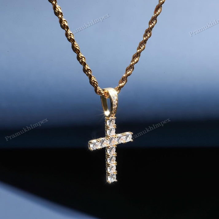 Moissanite Sterling Silver Cross Pendant