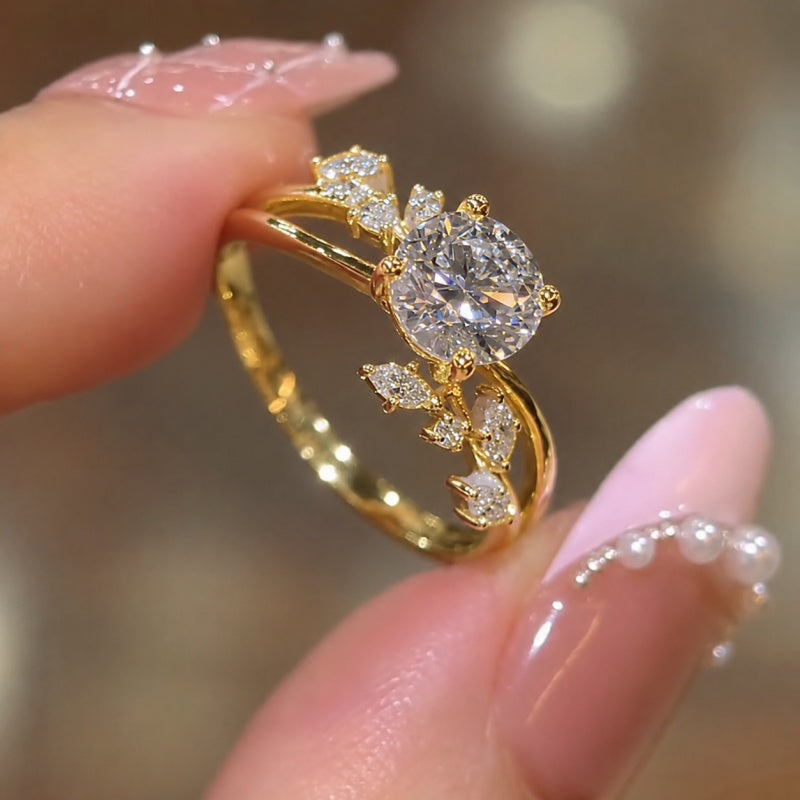 Botanical Vine Round Cut 2.0ct Engagement Ring In Sterling Silver