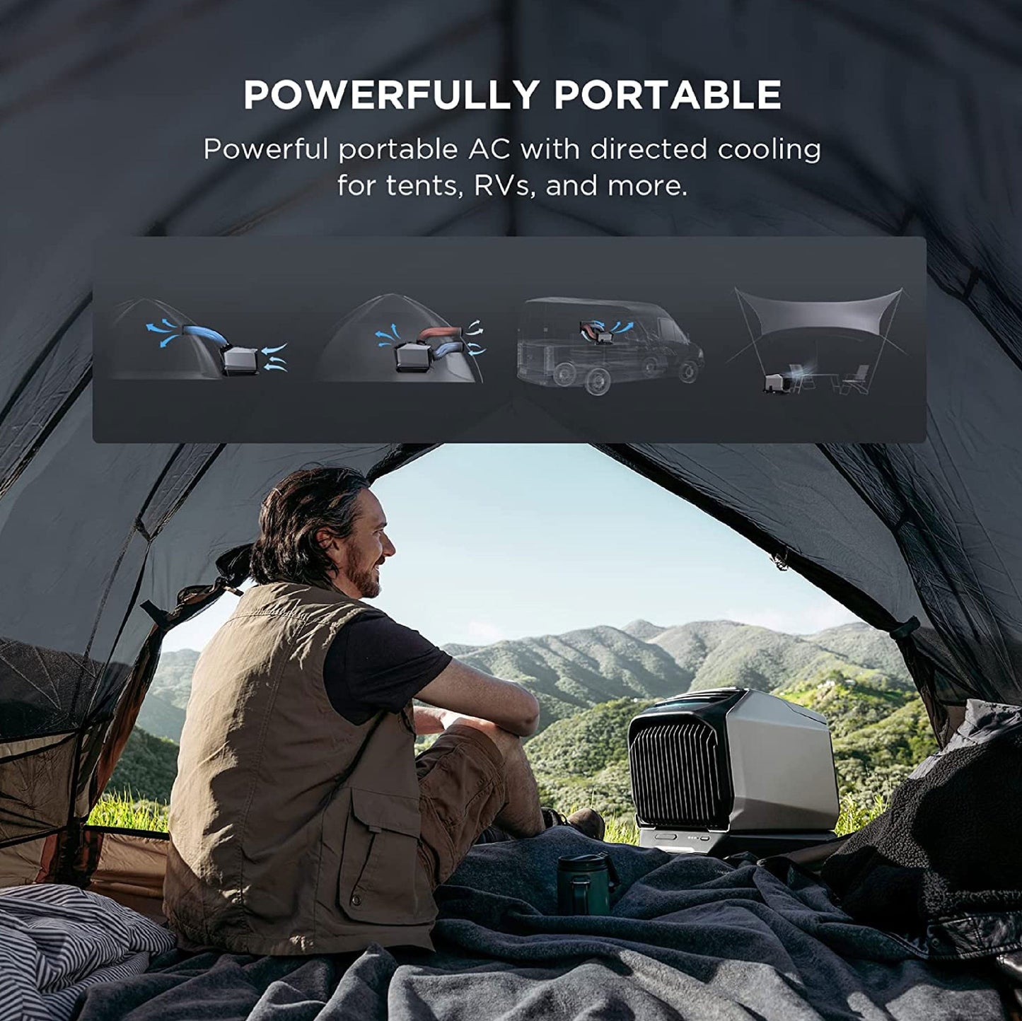 EcoFlow WAVE 2 Portable Air Conditioner 2-in-1 Fast Cooling & Heating Battery & Solar Compatible Quiet Operation Eco-Friendly Multiple Charging Option