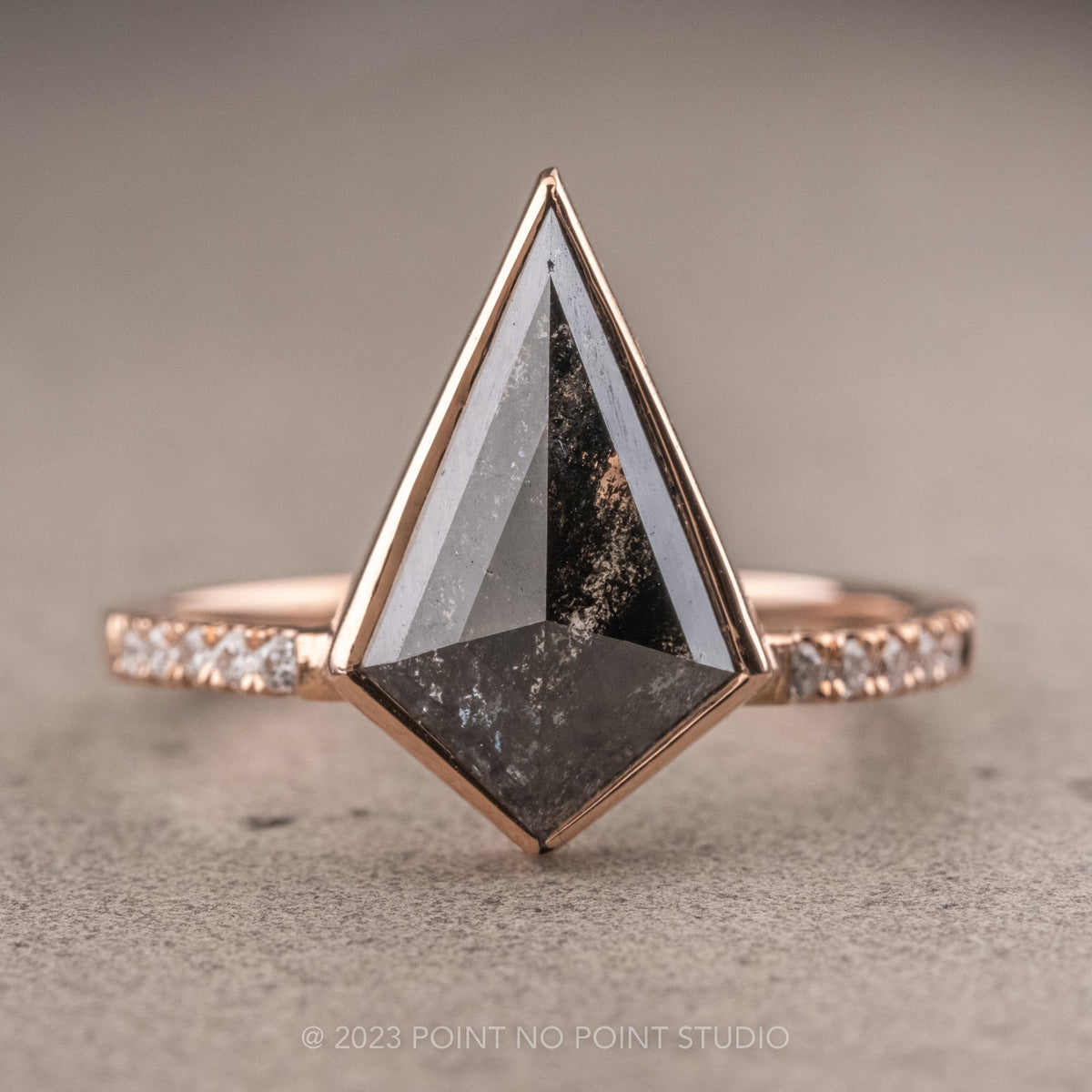 2.91 Carat Black Kite Diamond Engagement Ring, Bezel Jules Setting