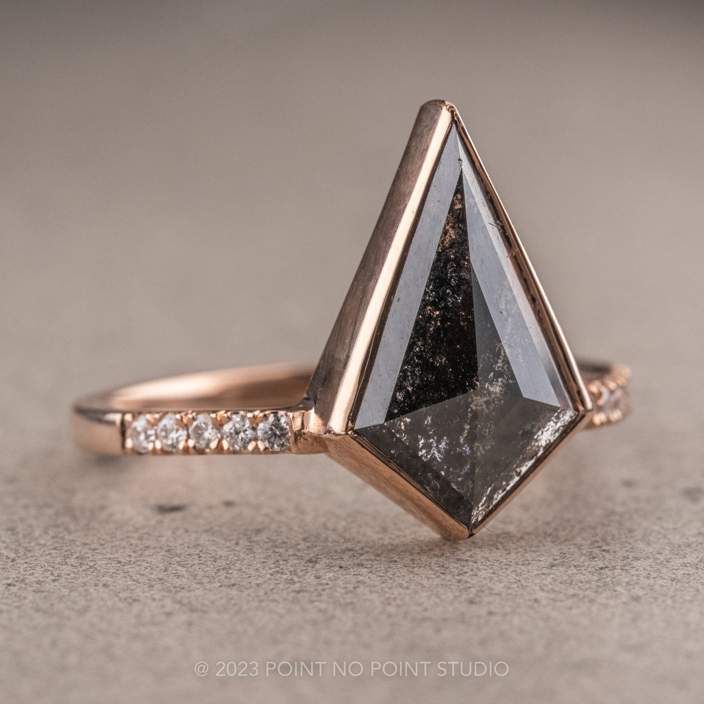 2.91 Carat Black Kite Diamond Engagement Ring, Bezel Jules Setting