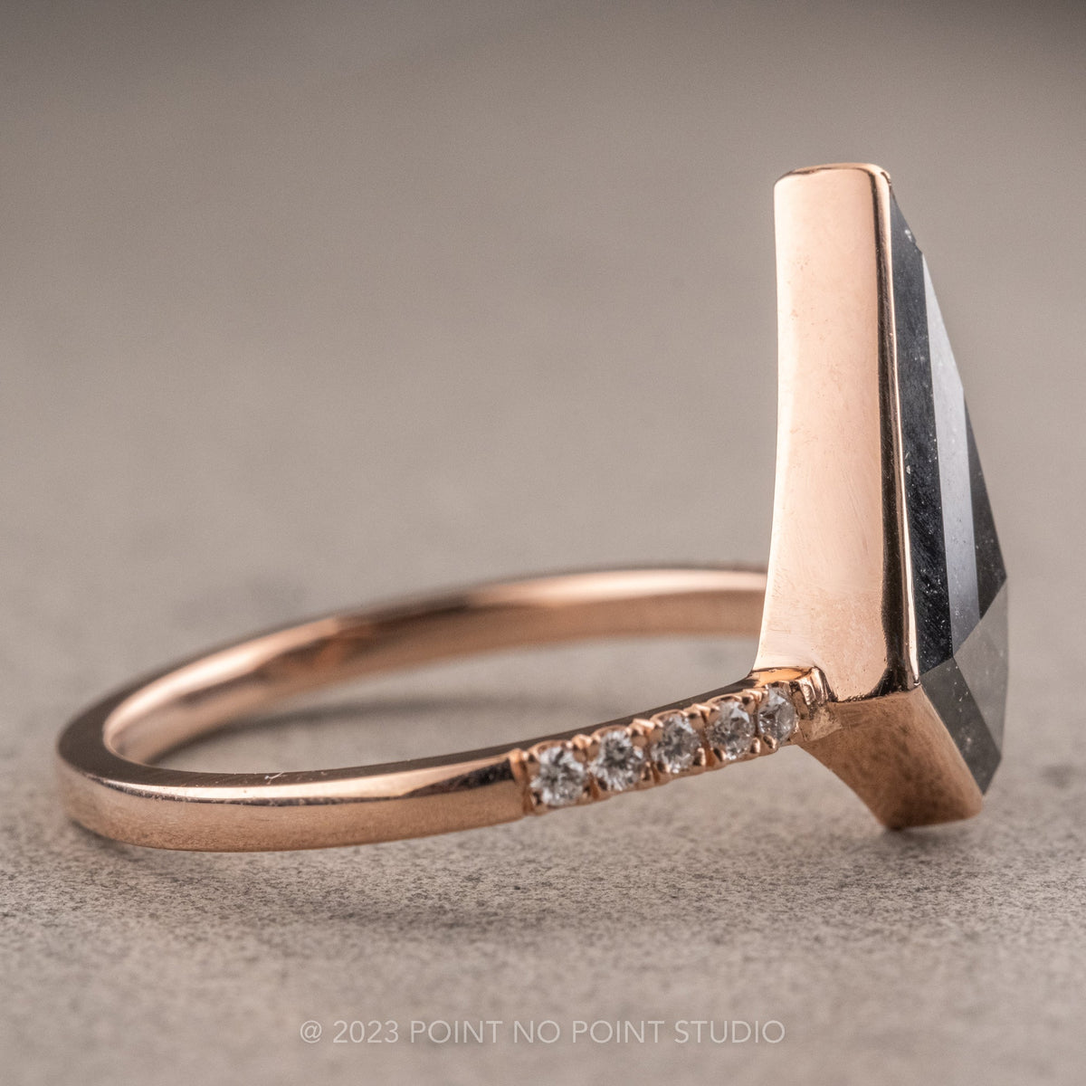 2.91 Carat Black Kite Diamond Engagement Ring, Bezel Jules Setting