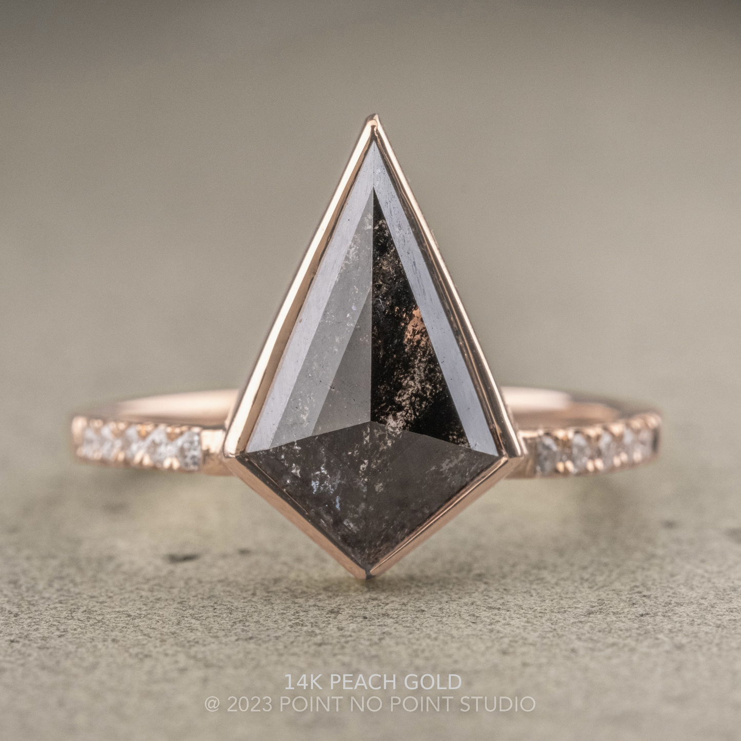 2.91 Carat Black Kite Diamond Engagement Ring, Bezel Jules Setting