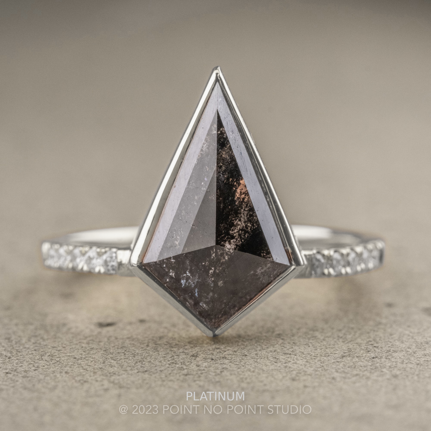 2.91 Carat Black Kite Diamond Engagement Ring, Bezel Jules Setting