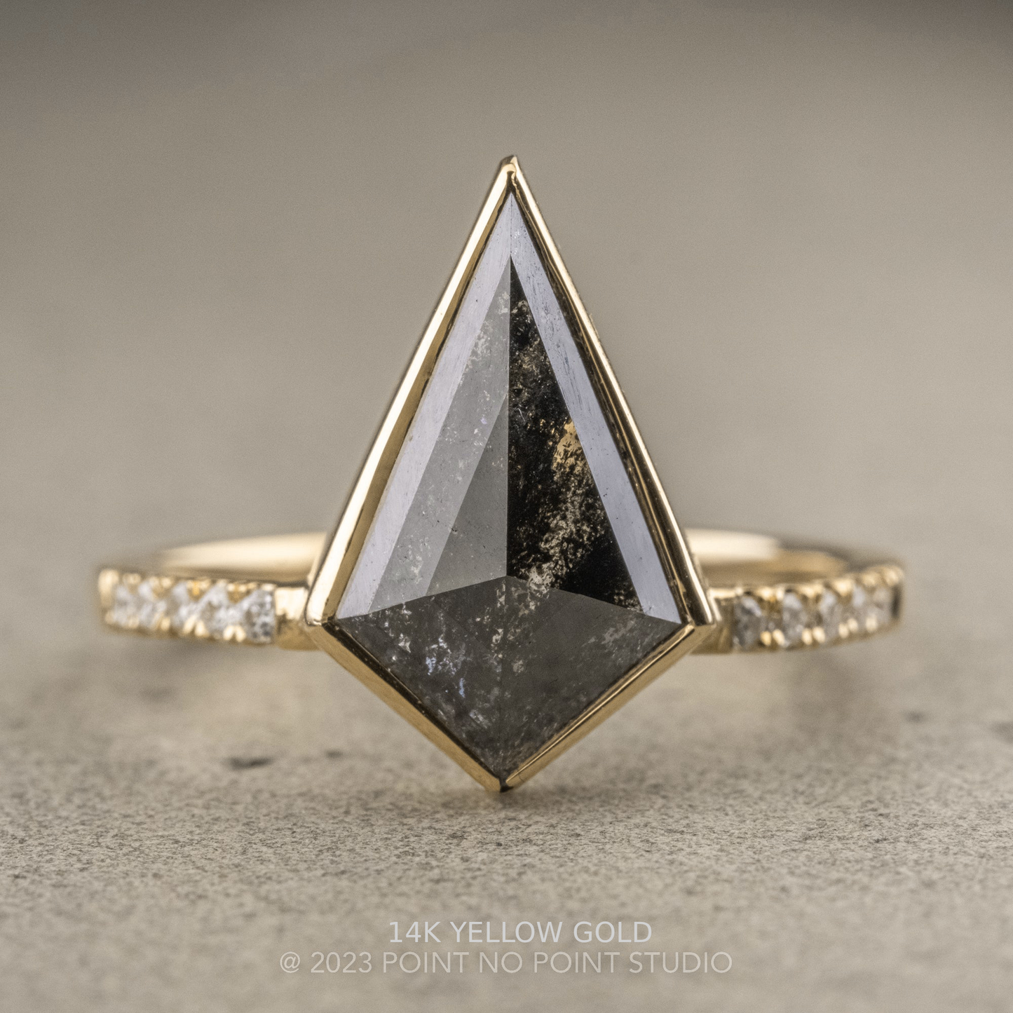 2.91 Carat Black Kite Diamond Engagement Ring, Bezel Jules Setting