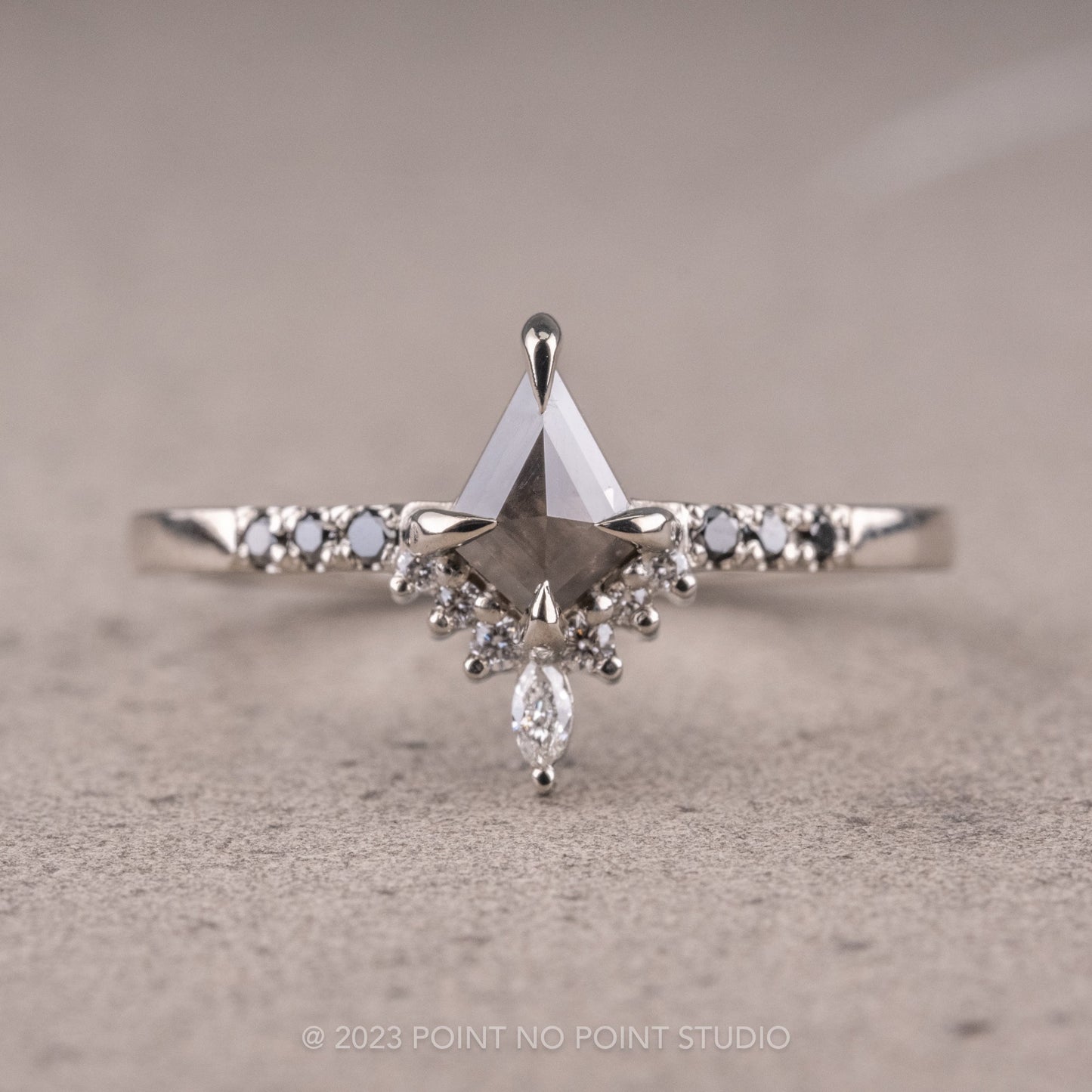 .75 Carat Black Kite Diamond Engagement Ring, Avaline Setting