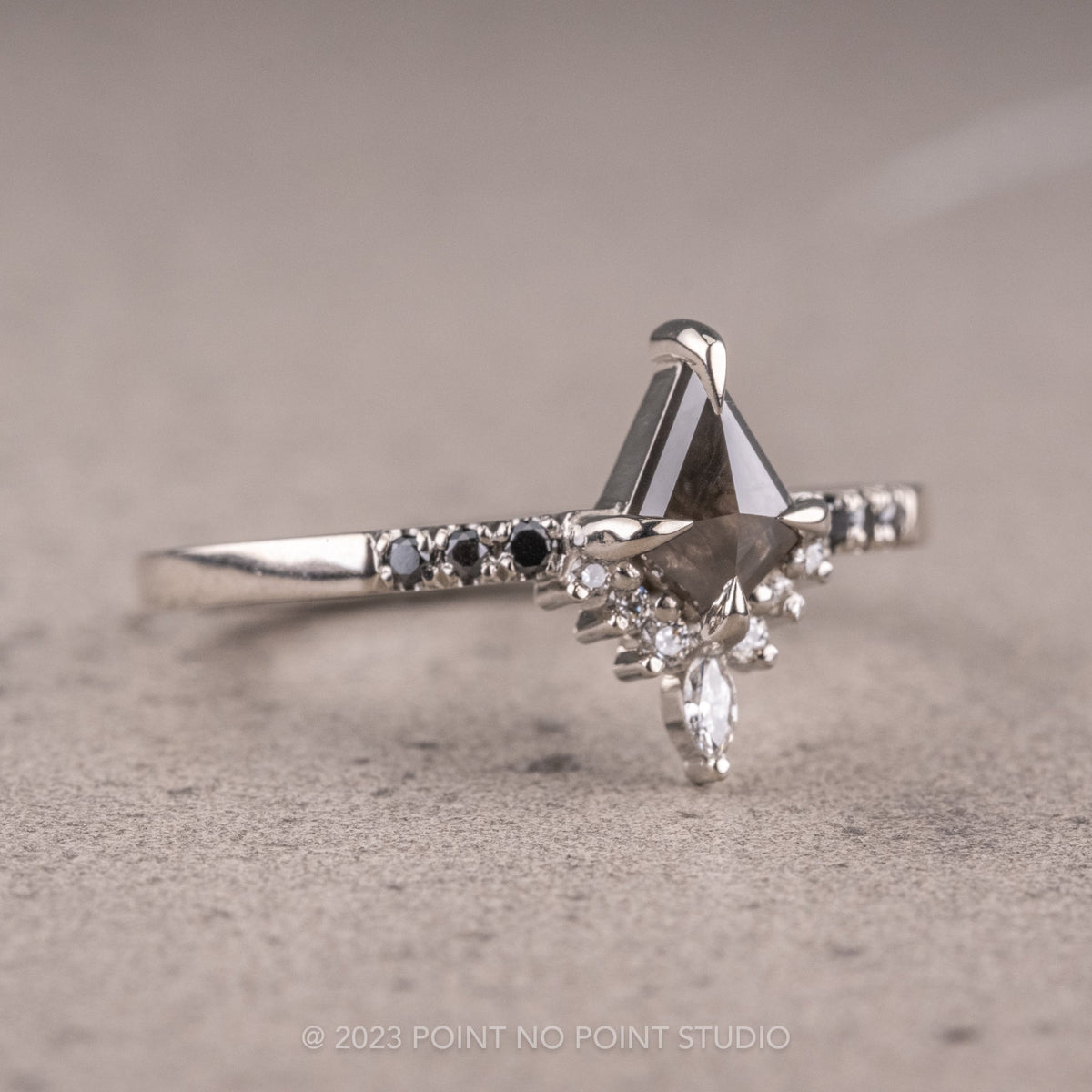 .75 Carat Black Kite Diamond Engagement Ring, Avaline Setting