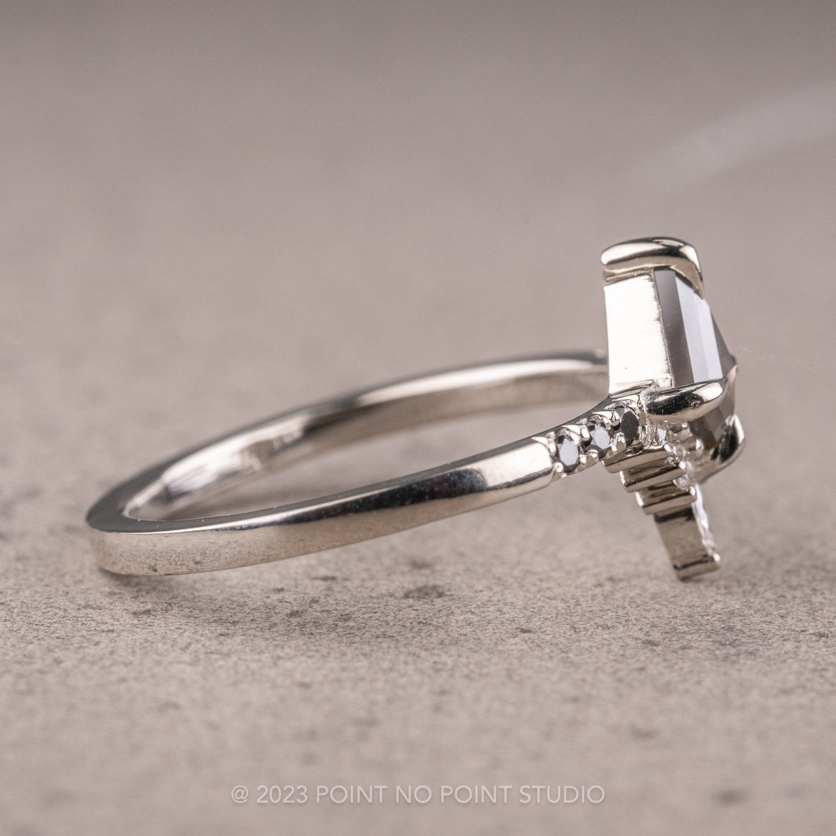 .75 Carat Black Kite Diamond Engagement Ring, Avaline Setting