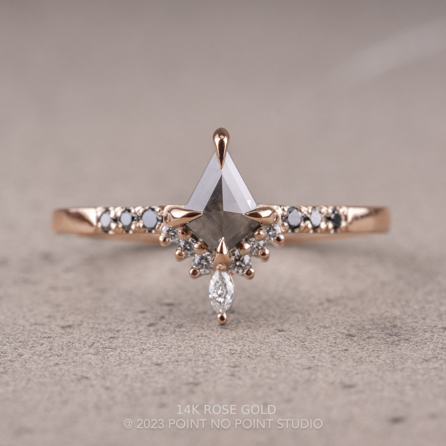 .75 Carat Black Kite Diamond Engagement Ring, Avaline Setting