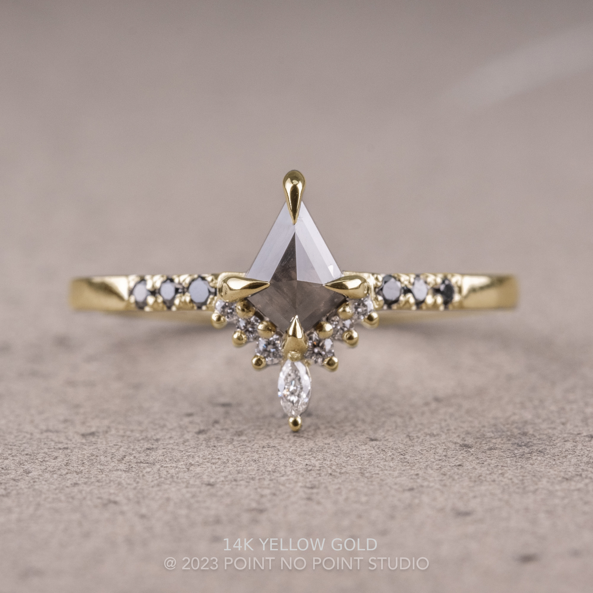 .75 Carat Black Kite Diamond Engagement Ring, Avaline Setting