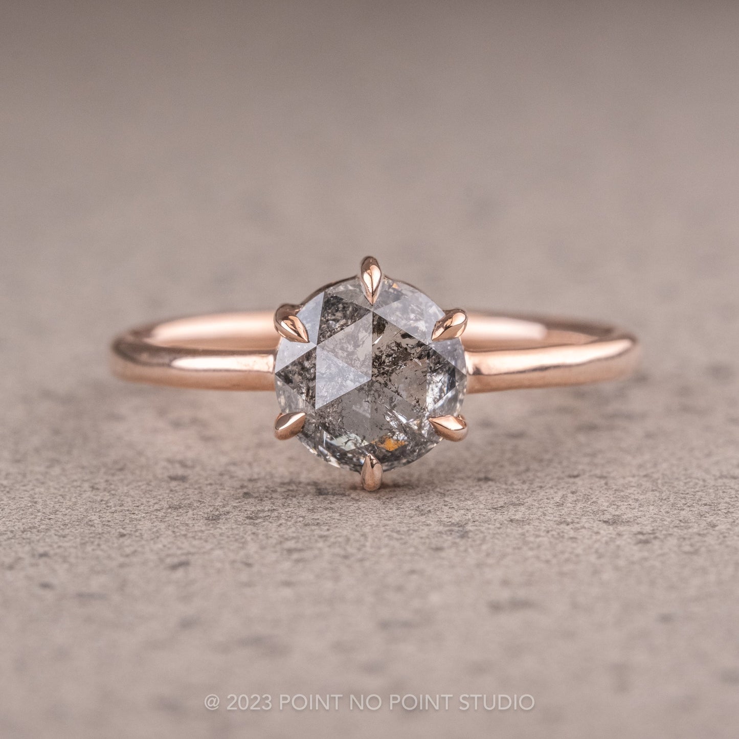1.50 Carat Salt and Pepper Round Diamond Engagement Ring, Jane Setting