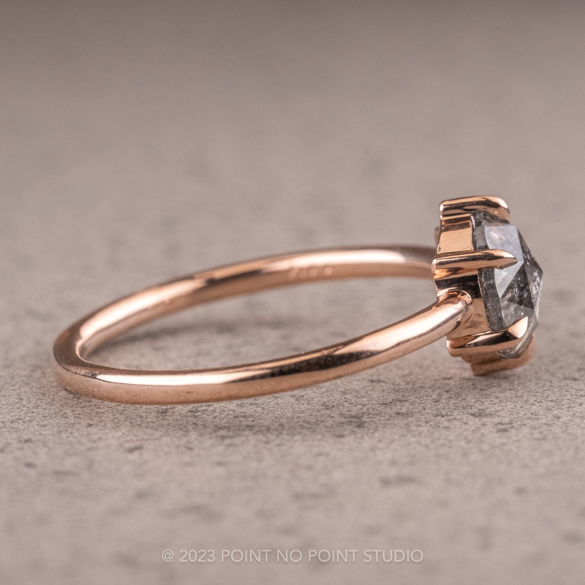 1.50 Carat Salt and Pepper Round Diamond Engagement Ring, Jane Setting