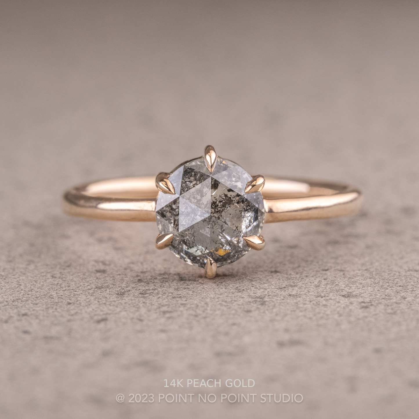 1.50 Carat Salt and Pepper Round Diamond Engagement Ring, Jane Setting