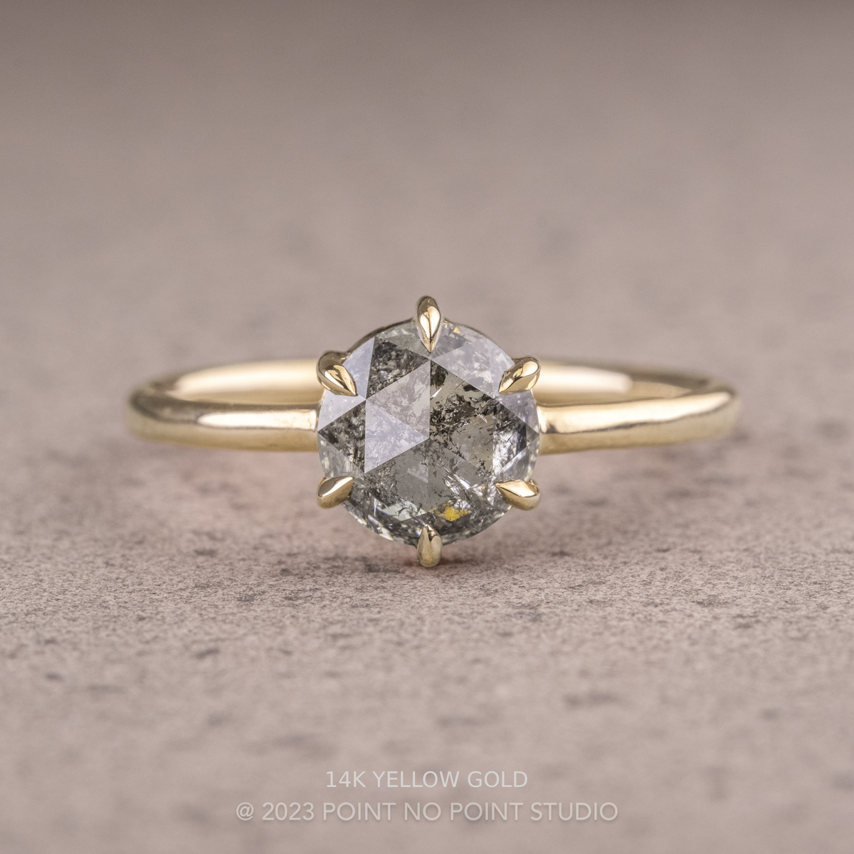 1.50 Carat Salt and Pepper Round Diamond Engagement Ring, Jane Setting