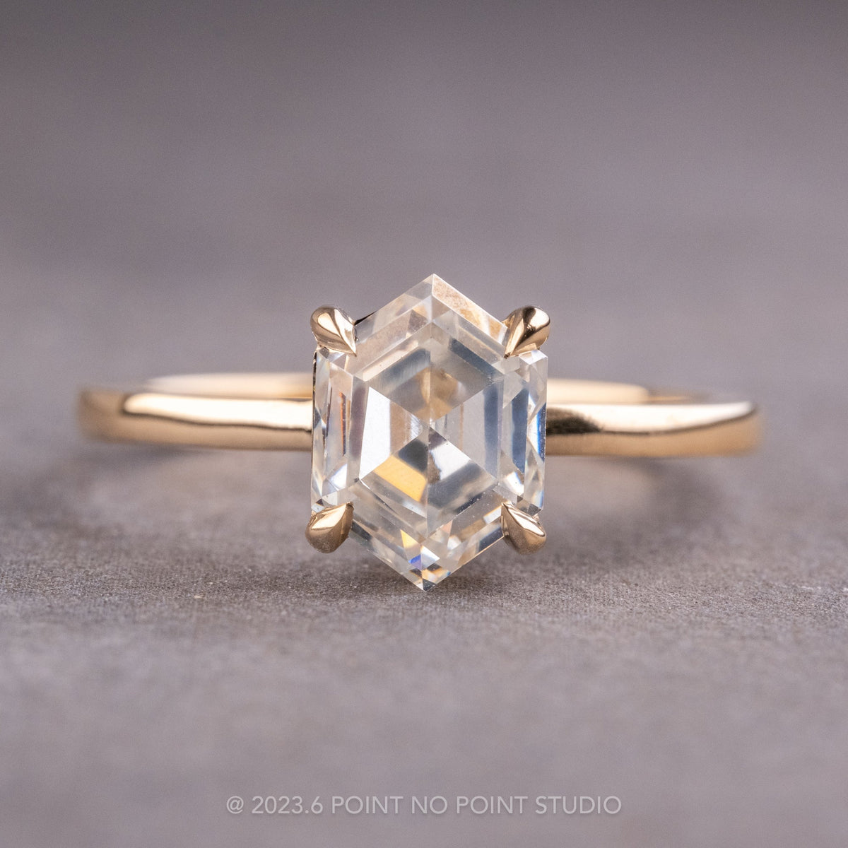 Hexagon Lab Diamond Engagement Ring, Basket Jane Setting