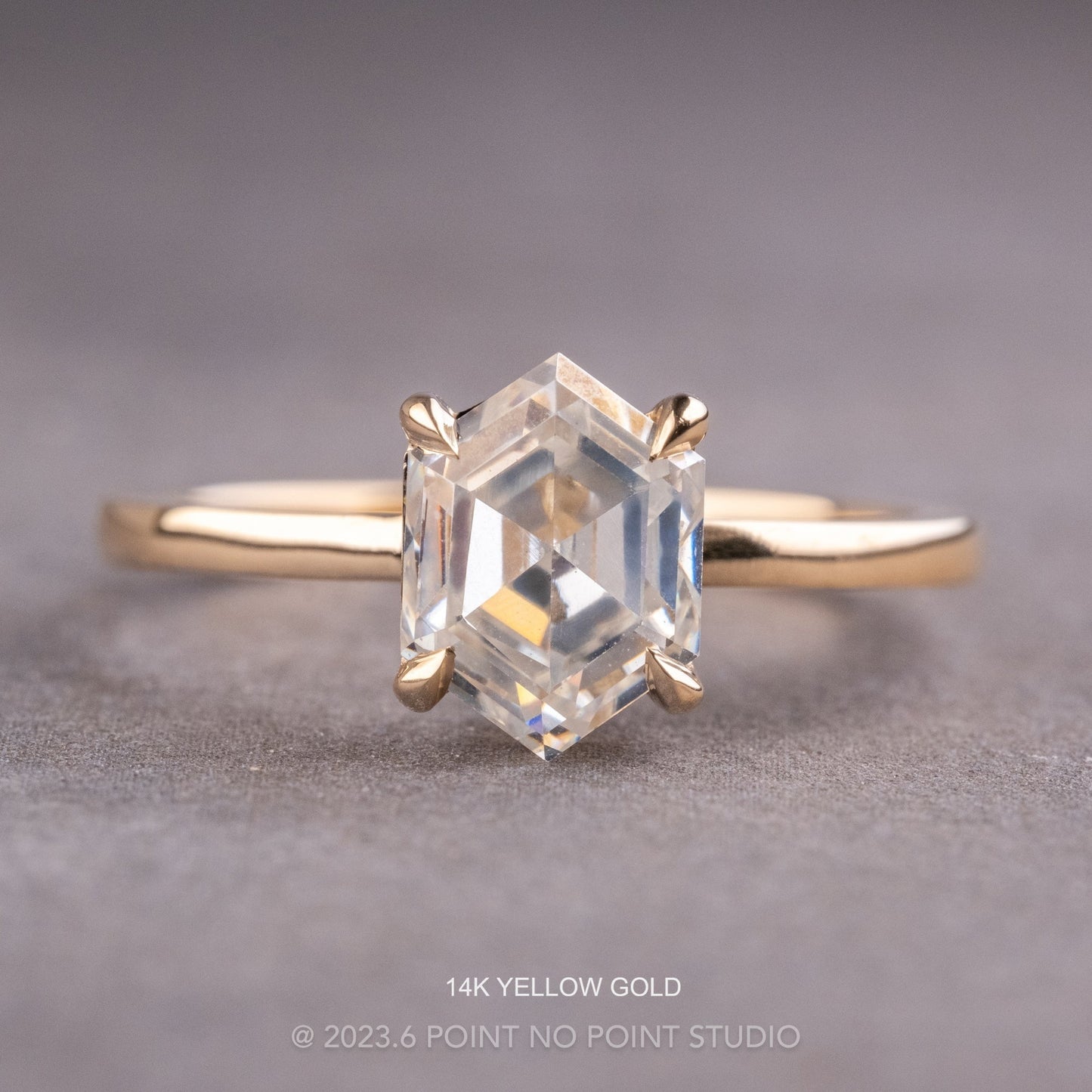 Hexagon Lab Diamond Engagement Ring, Basket Jane Setting