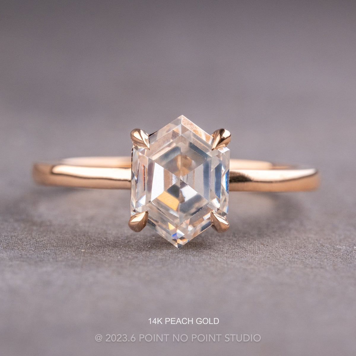 Hexagon Lab Diamond Engagement Ring, Basket Jane Setting