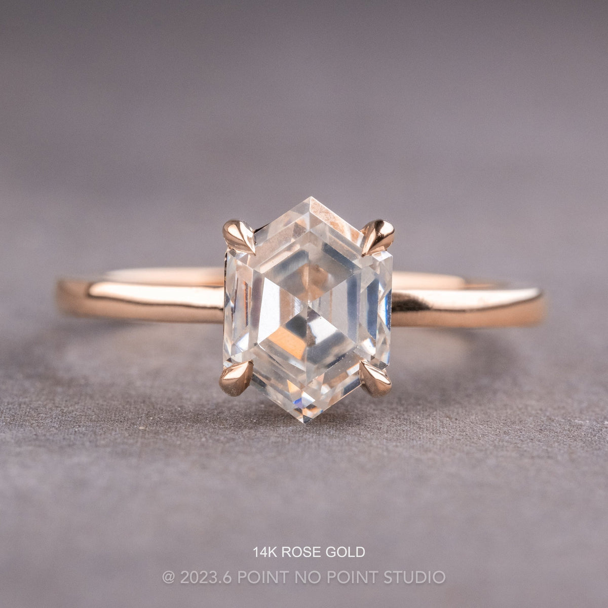 Hexagon Lab Diamond Engagement Ring, Basket Jane Setting