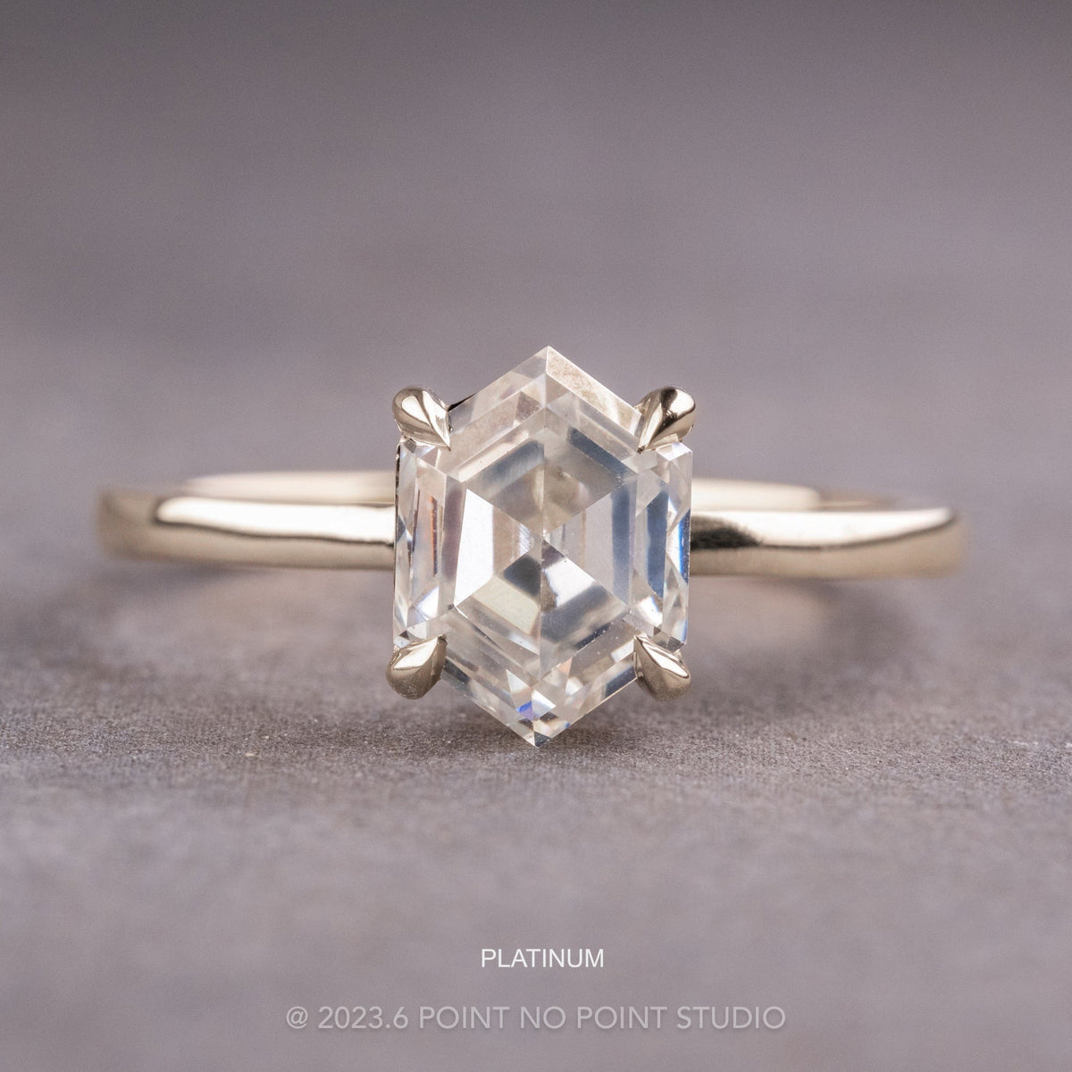 Hexagon Lab Diamond Engagement Ring, Basket Jane Setting