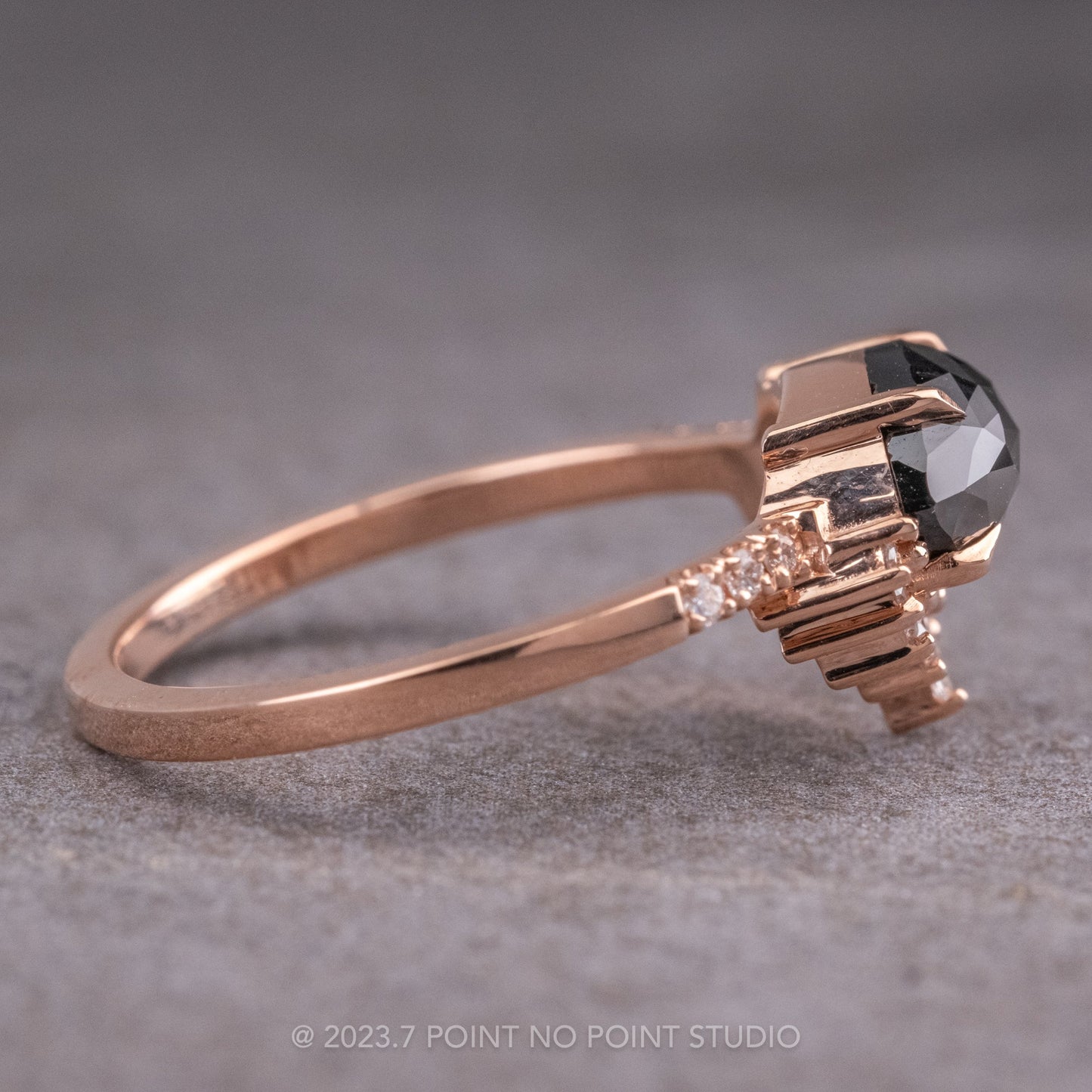 1.74 Carat Black Marquise Diamond Engagement Ring, Avaline Setting