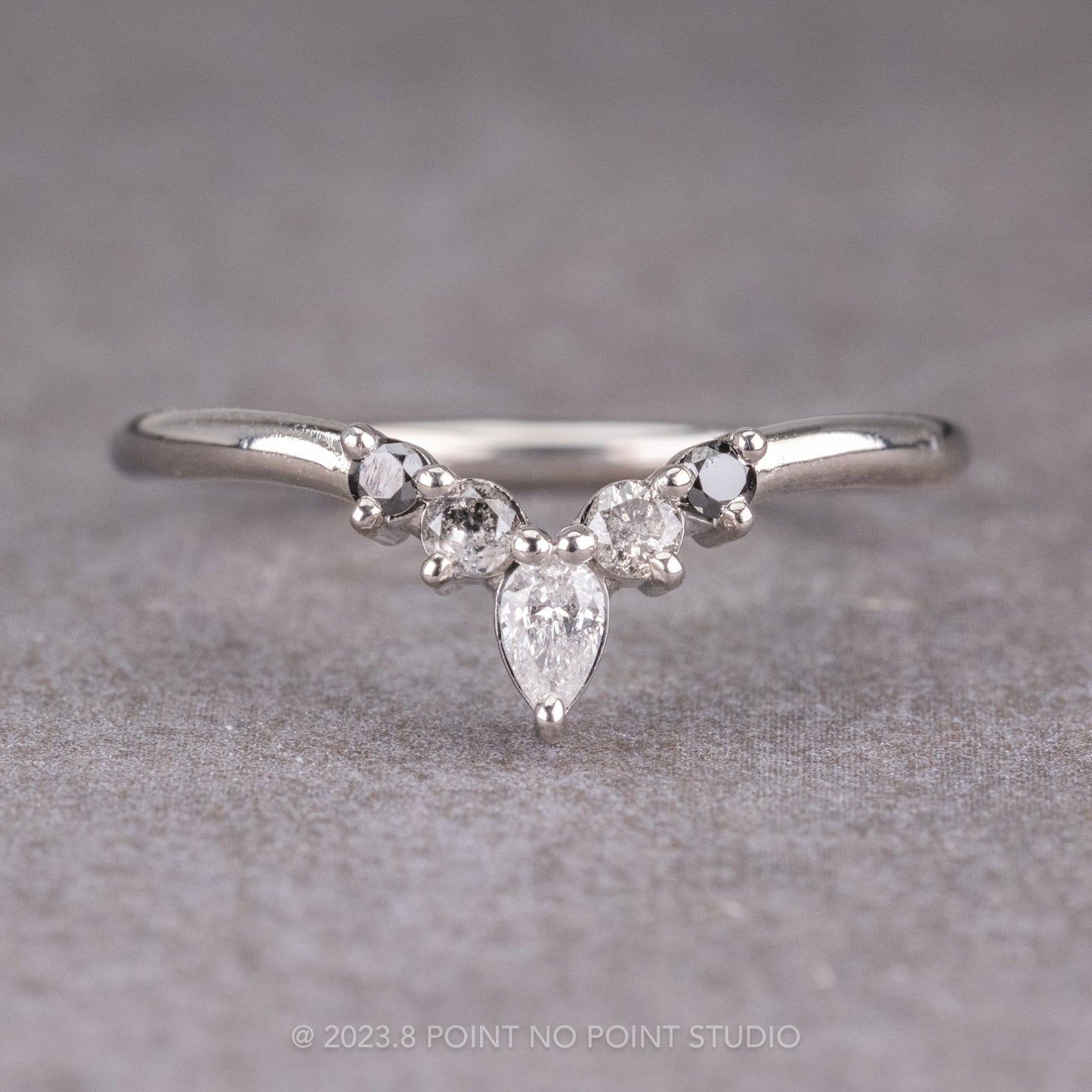 Cassie Wedding Ring, 5 Ombre Diamond, Round Band