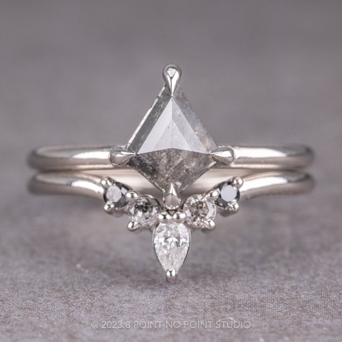 Cassie Wedding Ring, 5 Ombre Diamond, Round Band