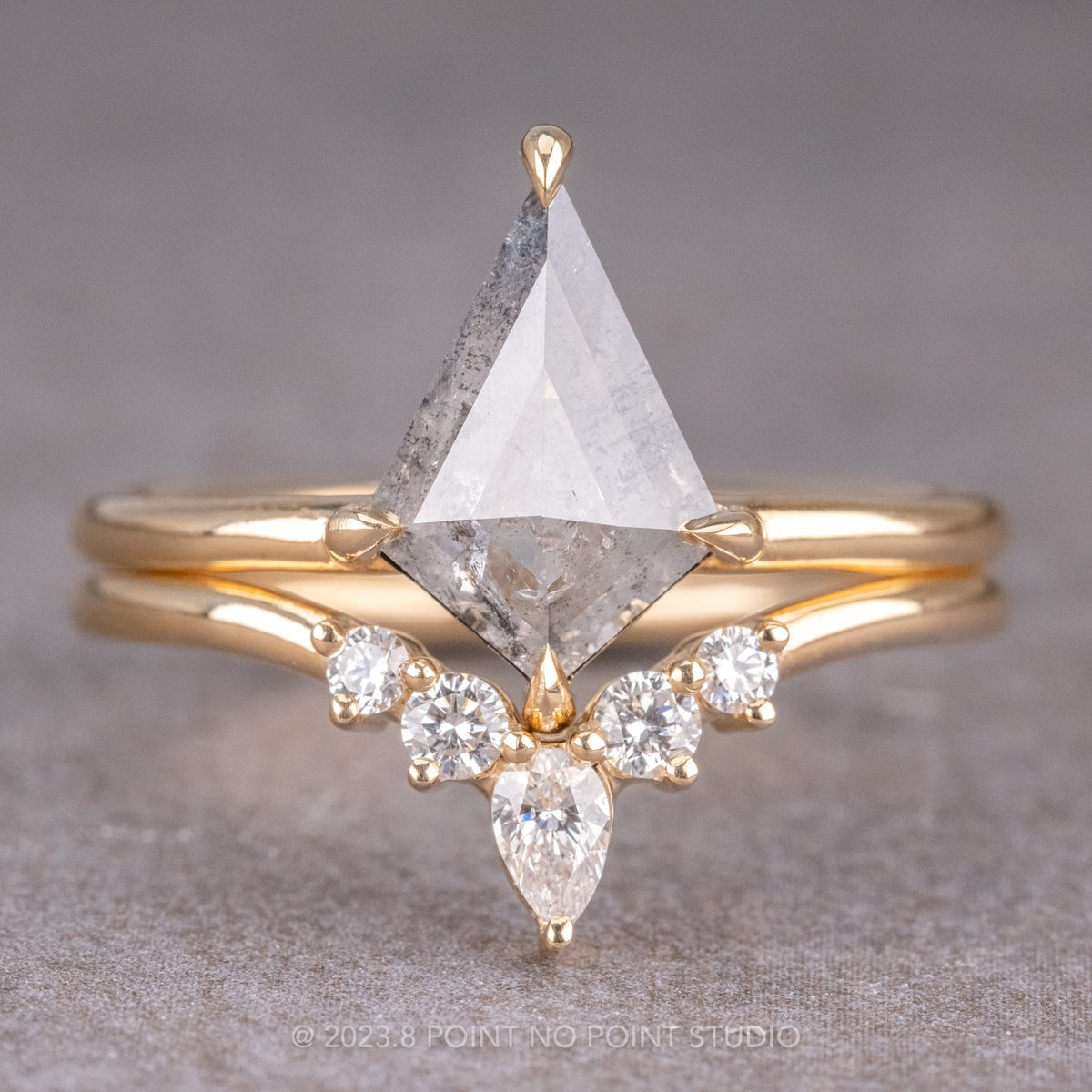 Cassie Wedding Ring Setting, 5 Diamond, Round Band