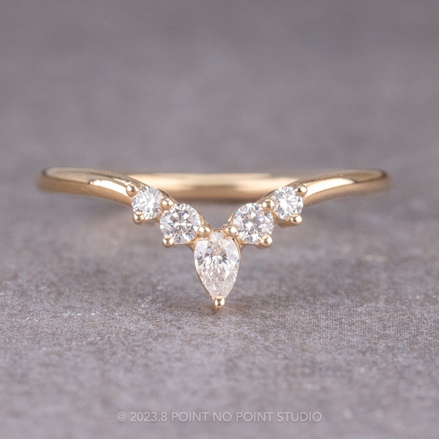 Cassie Wedding Ring Setting, 5 Diamond, Round Band