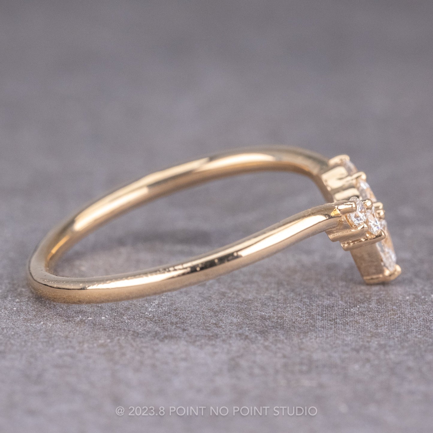 Cassie Wedding Ring Setting, 5 Diamond, Round Band