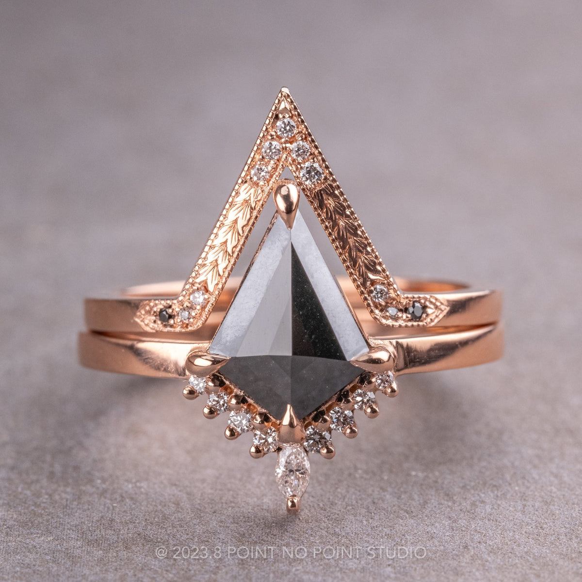 1.70 Carat Black Kite Diamond Engagement Ring, Ava Setting