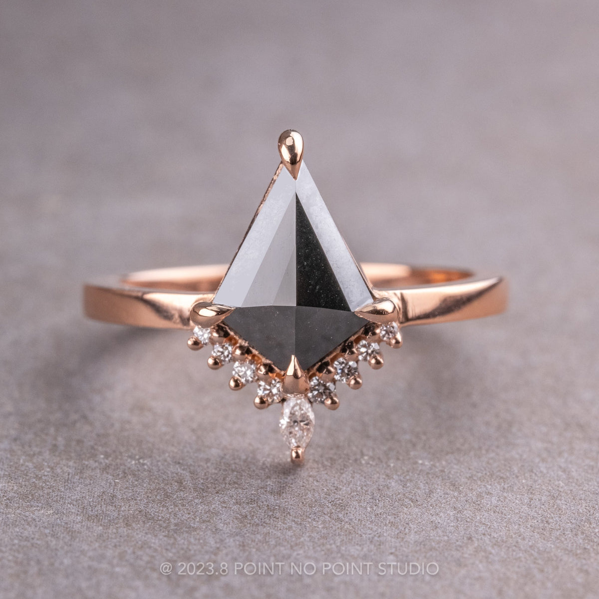 1.70 Carat Black Kite Diamond Engagement Ring, Ava Setting