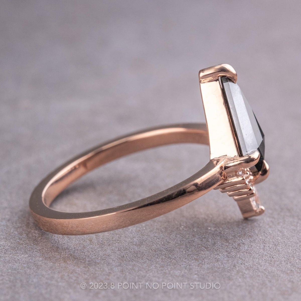 1.70 Carat Black Kite Diamond Engagement Ring, Ava Setting