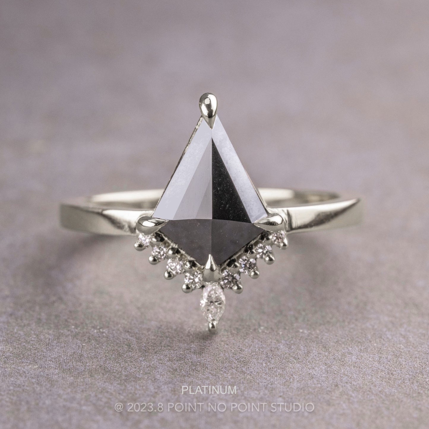 1.70 Carat Black Kite Diamond Engagement Ring, Ava Setting