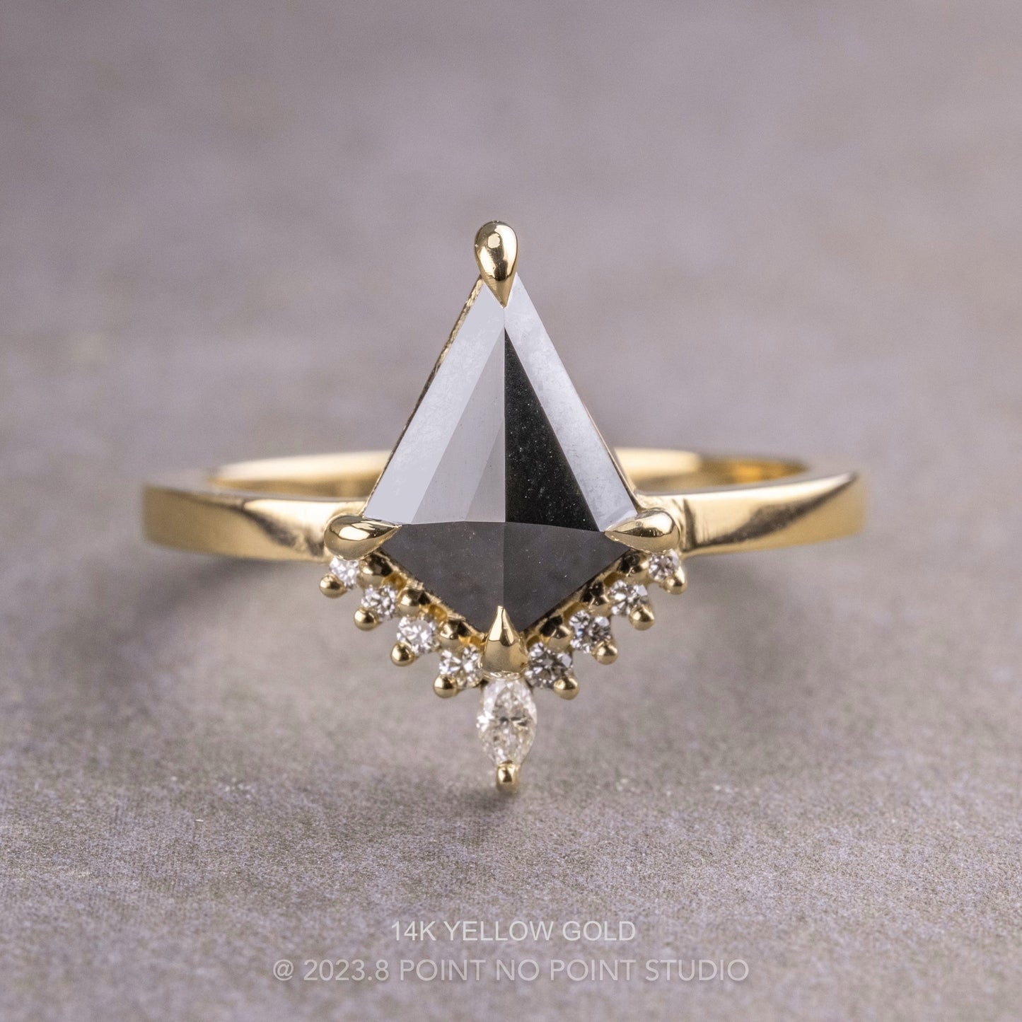 1.70 Carat Black Kite Diamond Engagement Ring, Ava Setting