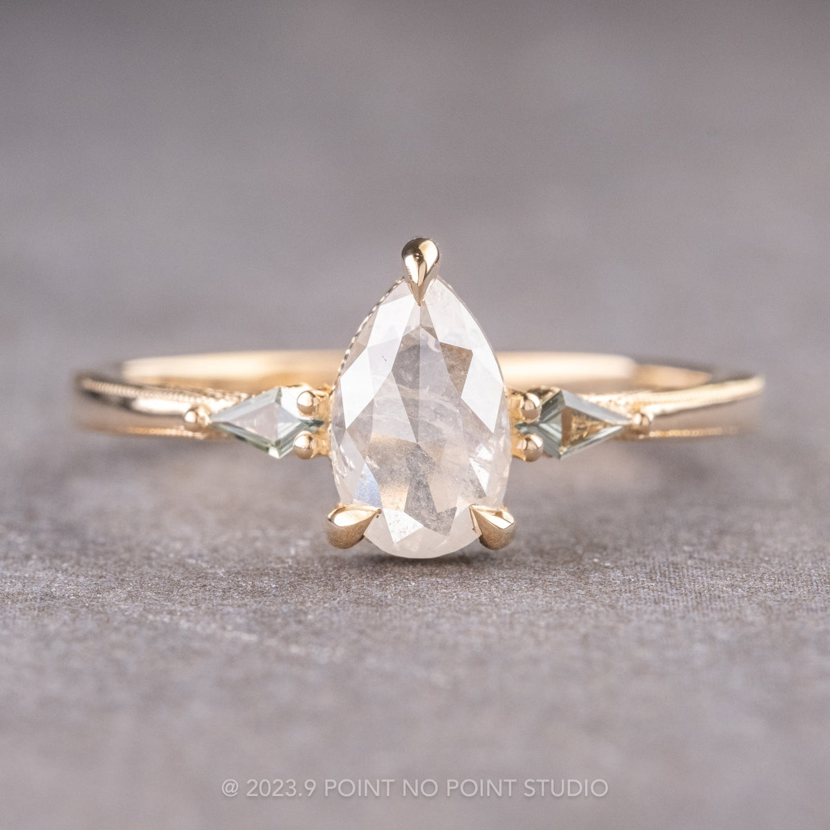 1.31 Carat Icy White Pear Diamond Engagement Ring, Vintage Zoe Setting