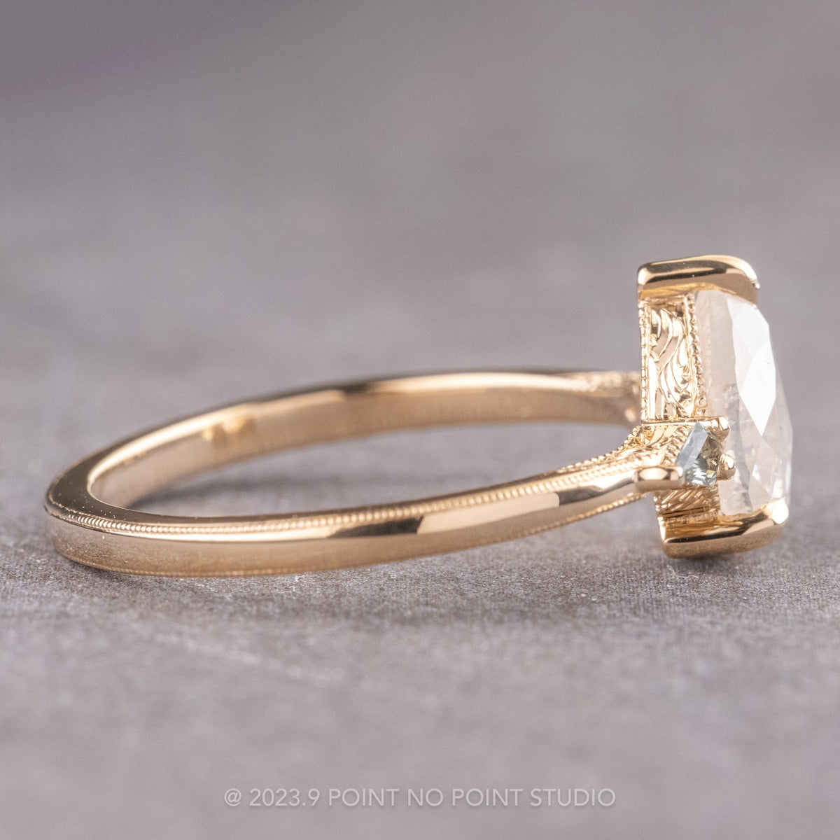 1.31 Carat Icy White Pear Diamond Engagement Ring, Vintage Zoe Setting
