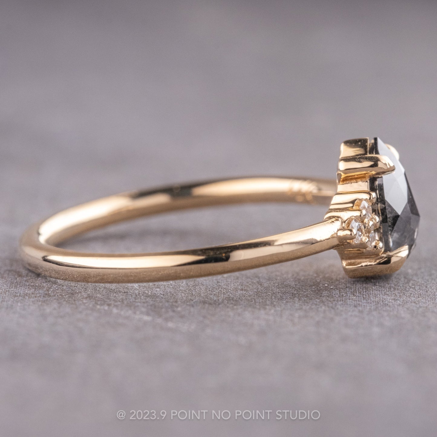 1.16 Carat Salt and Pepper Pear Diamond Engagement Ring, Quinn Setting