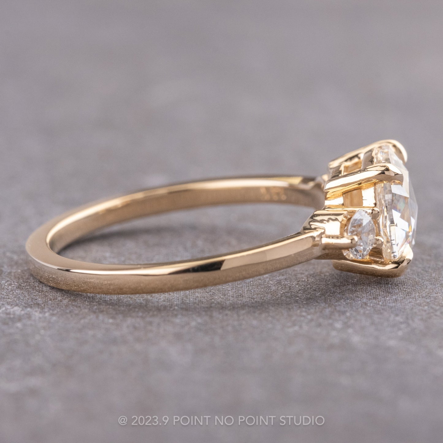 1.37 Carat Clear Round Diamond Engagement Ring, Zoe Setting, 14K Yellow Gold