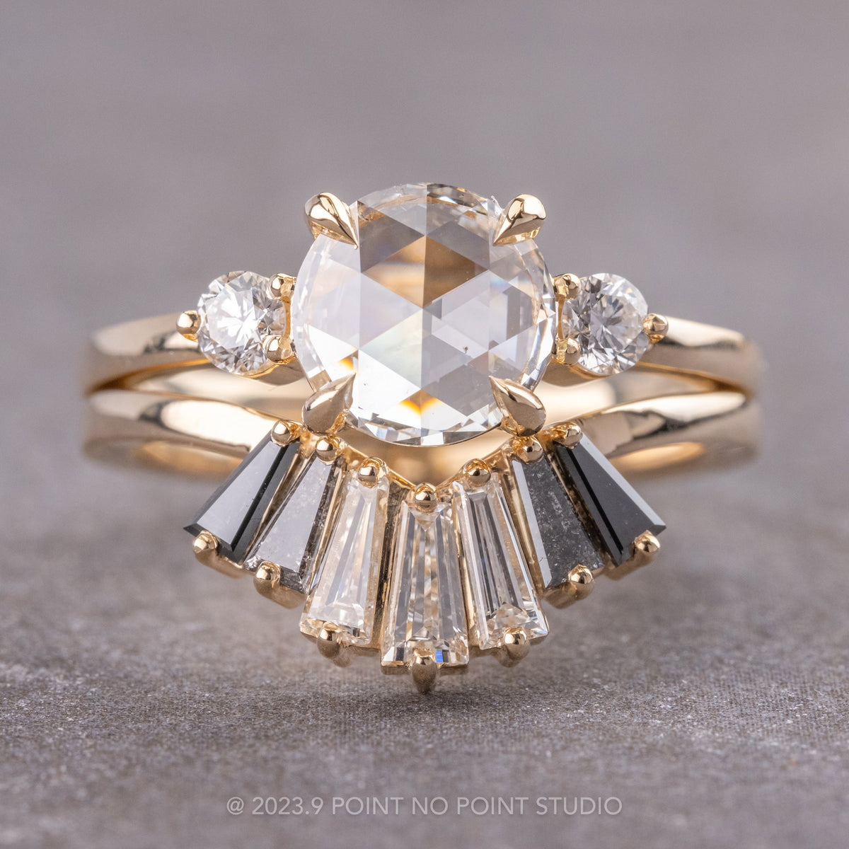 1.37 Carat Clear Round Diamond Engagement Ring, Zoe Setting, 14K Yellow Gold