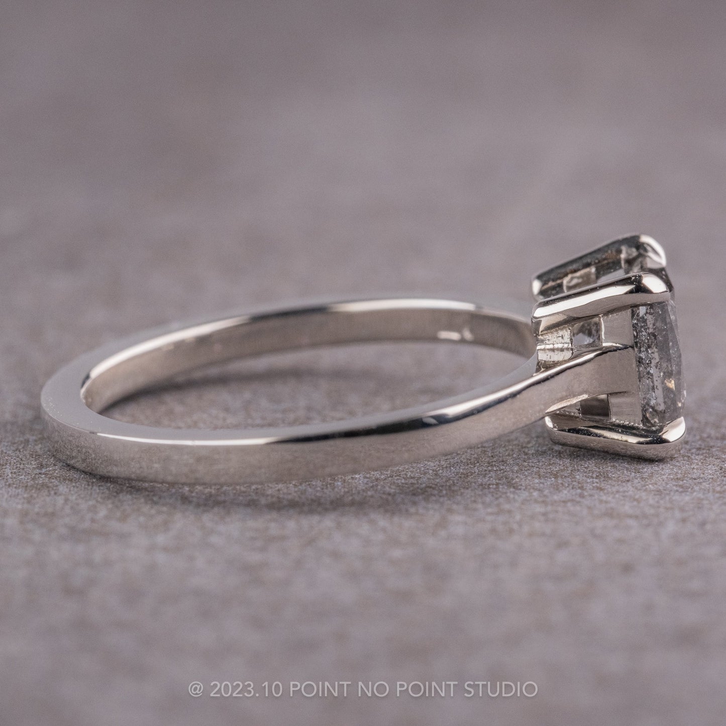 1.44 Carat Salt and Pepper Princess Cut Diamond Engagement Ring, Lark Setting