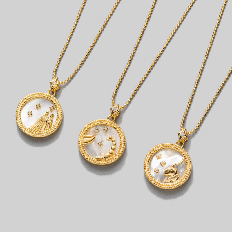 Gnoce Zodiac Sign Coin Fritillary Necklace