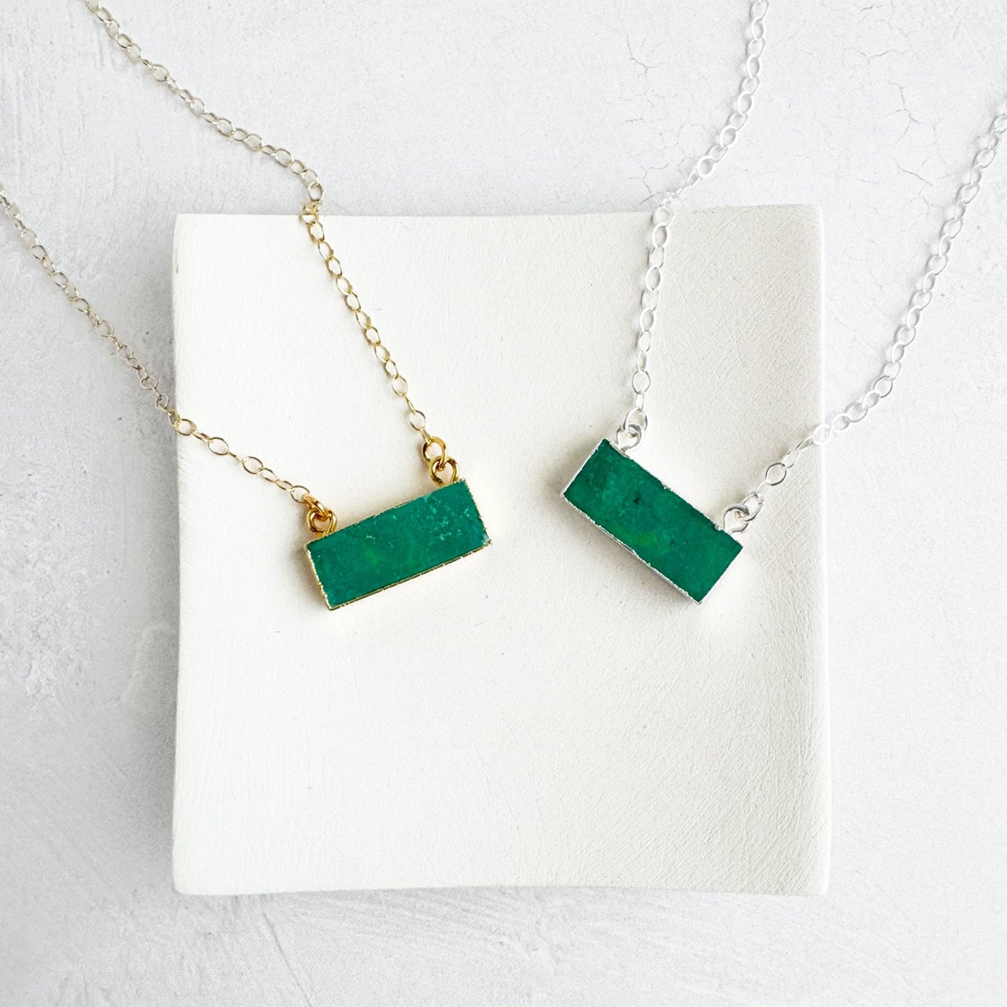 Tibetan Turquoise Bar Necklace in 14k Gold Filled and Sterling Silver